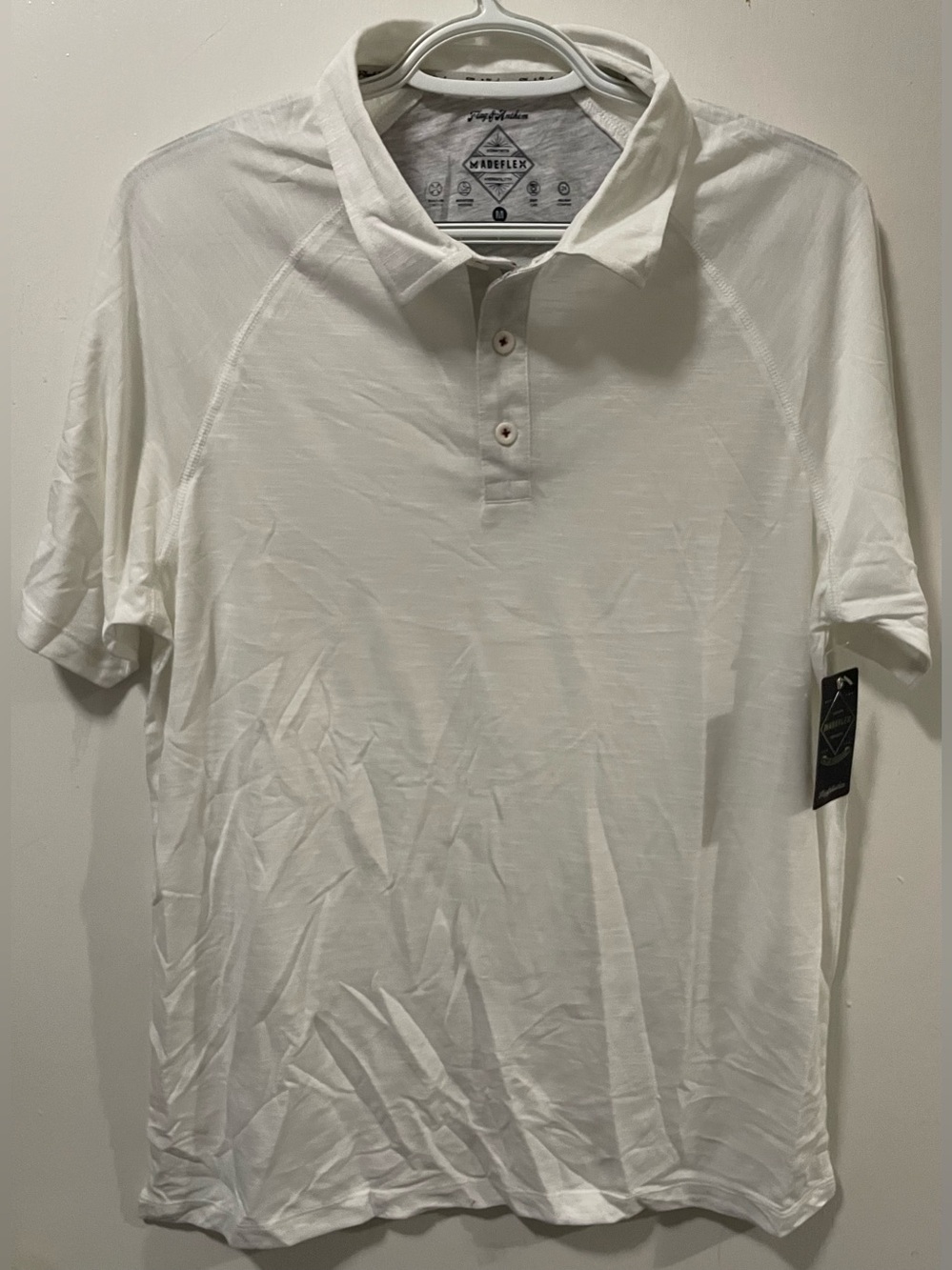 Flag & Anthem MadeFlex Men’s White Short Sleeve Top Tee Polo Shirt Size Medium M